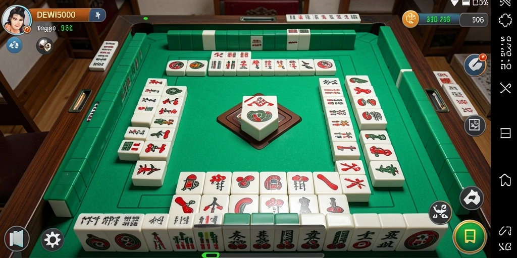 Screenshot gameplay DEWI5000 menampilkan suasana Mahjong yang menarik.
