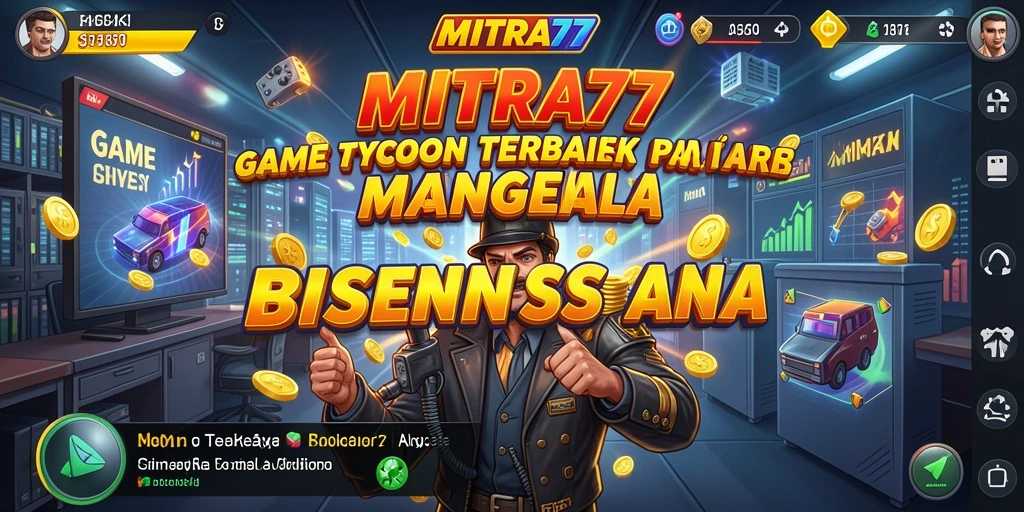 Screenshot gameplay MITRA77 yang menunjukkan pengelolaan bisnis Tycoon.