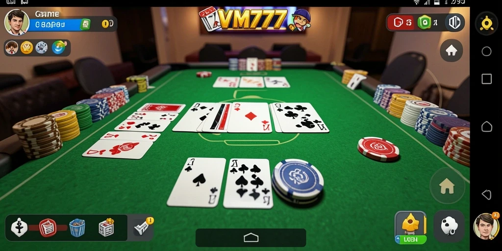 Tampilan screenshot utama VM777 menampilkan gameplay Gaple yang seru.